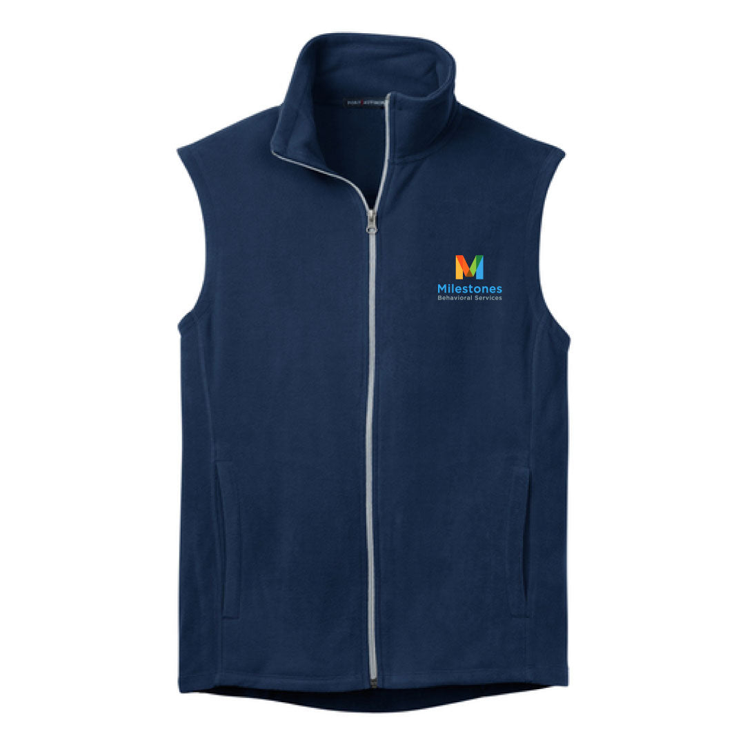 Milestones Micro Fleece Vest Logowear Milestones Behavioral Services Navy Ladies XS