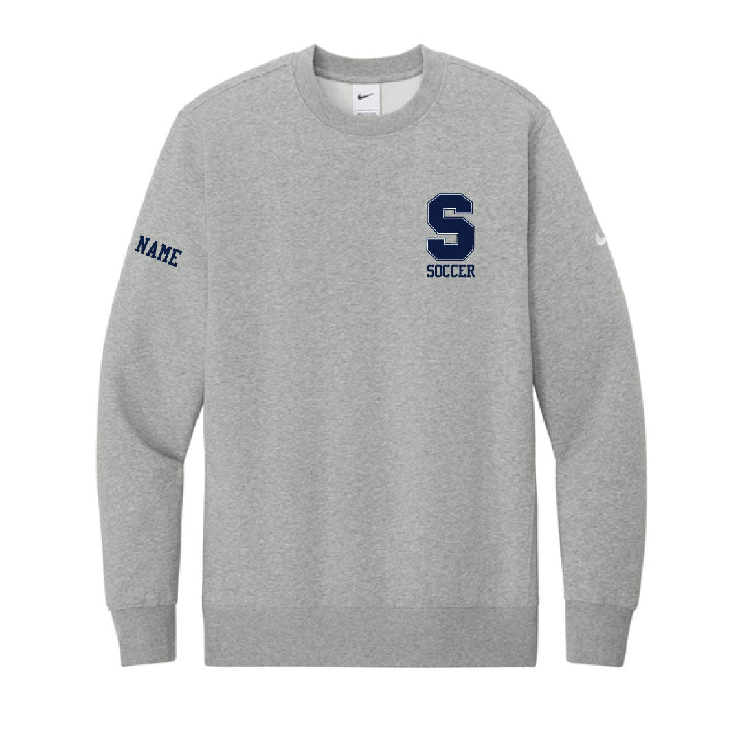 Staples Girls Soccer Fans Nike Crewneck Sweatshirt Logowear Staples Girls Soccer Fanwear Heather Grey Adult XS