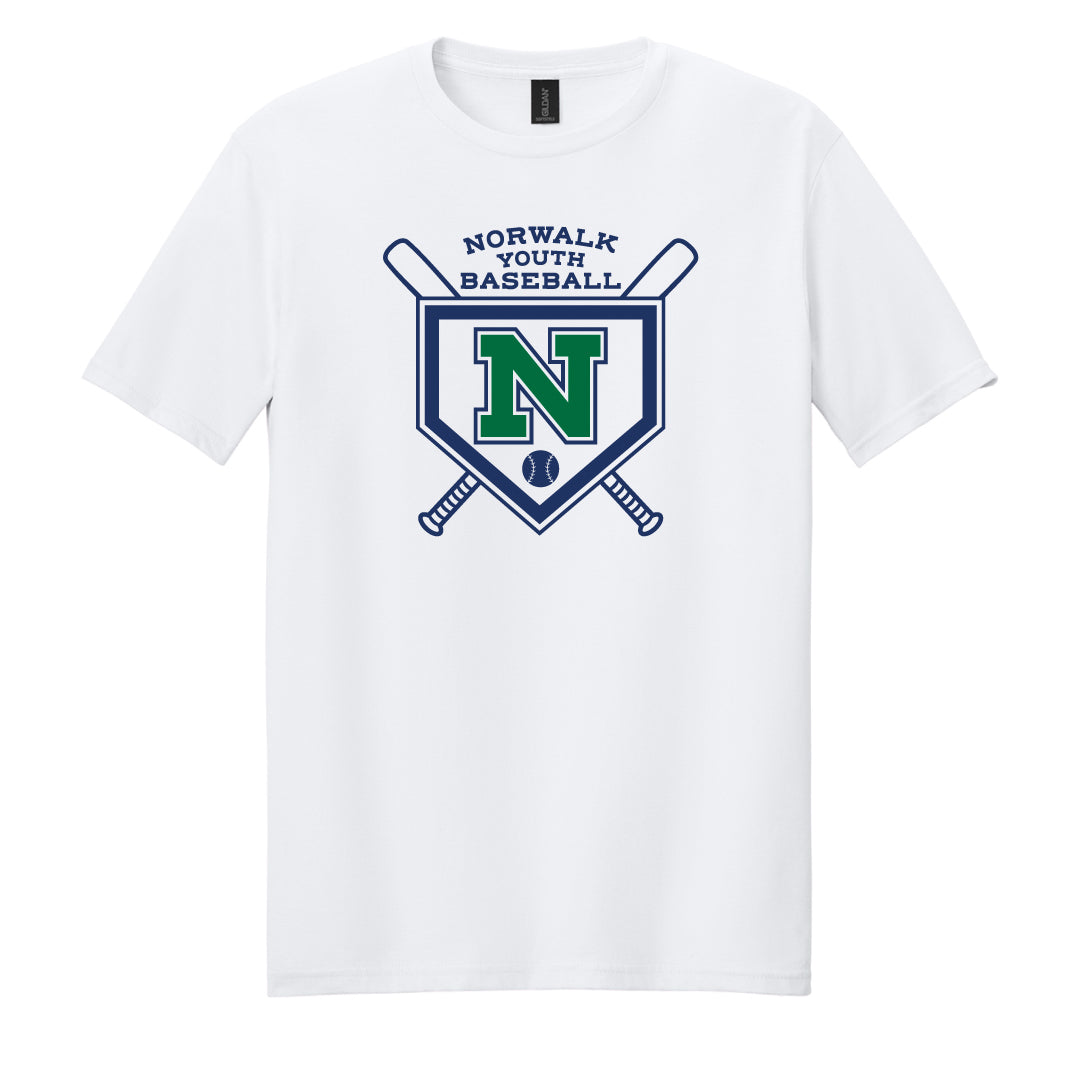 NYB Soft Style Cotton Tee Logowear Norwalk Youth Baseball White Youth S