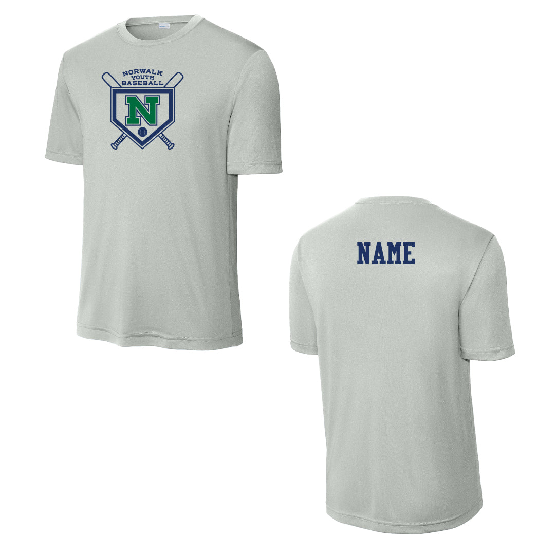 NYB Performance Practice Tee Logowear Norwalk Youth Baseball Grey Youth S