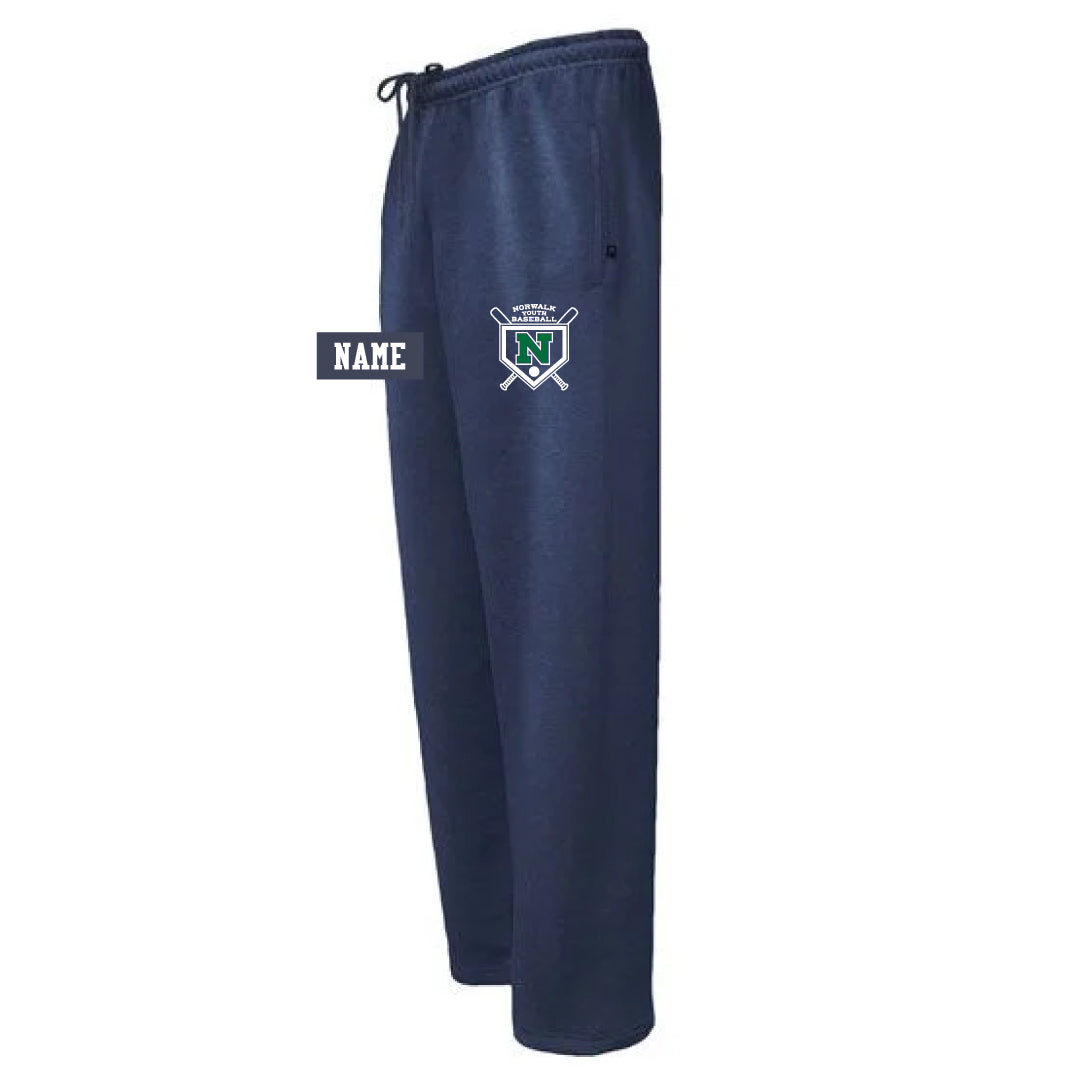 NYB Open Bottom Sweatpants Logowear Norwalk Youth Baseball Navy Youth S
