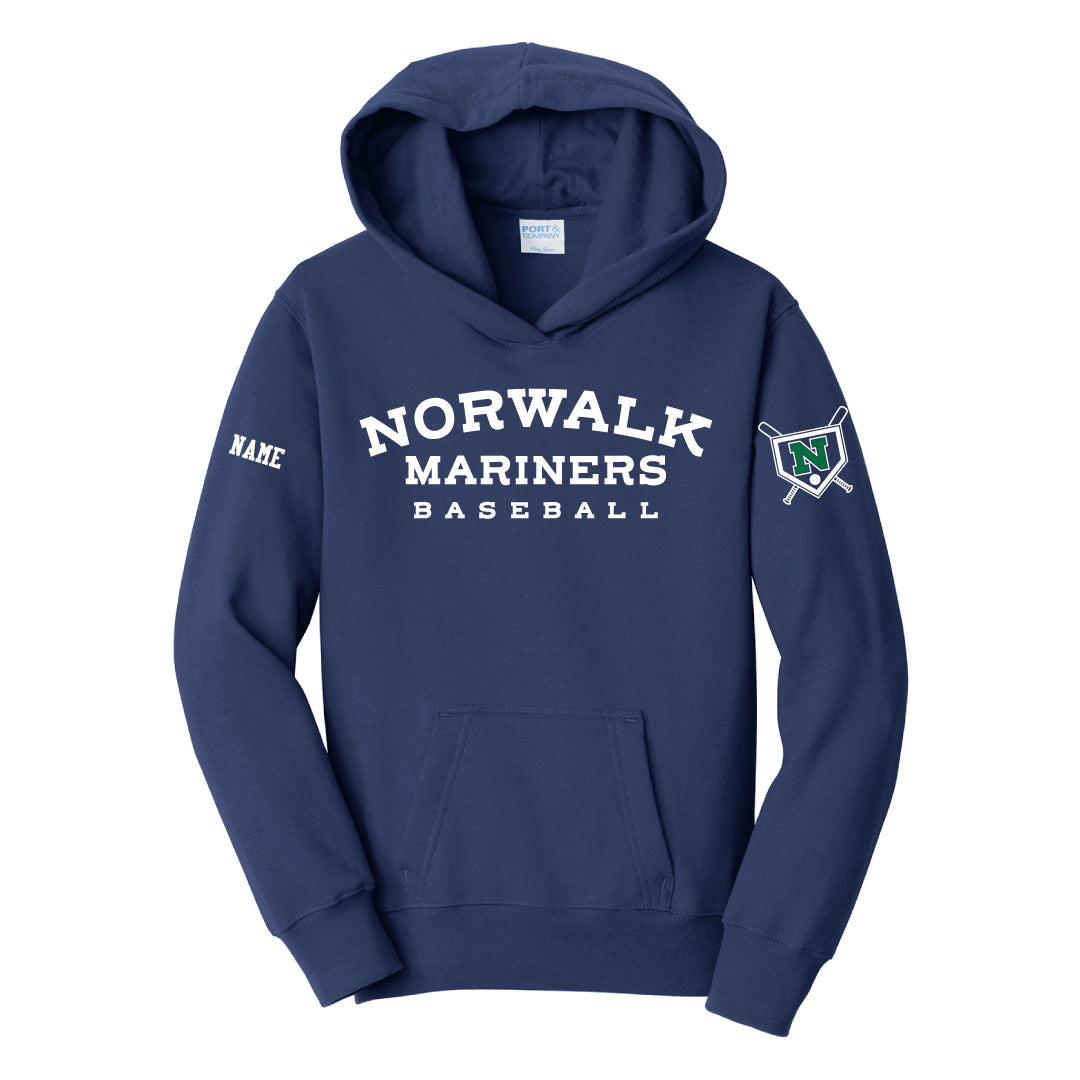 NYB Mariners Hooded Sweatshirt Logowear Norwalk Youth Baseball Navy Youth S