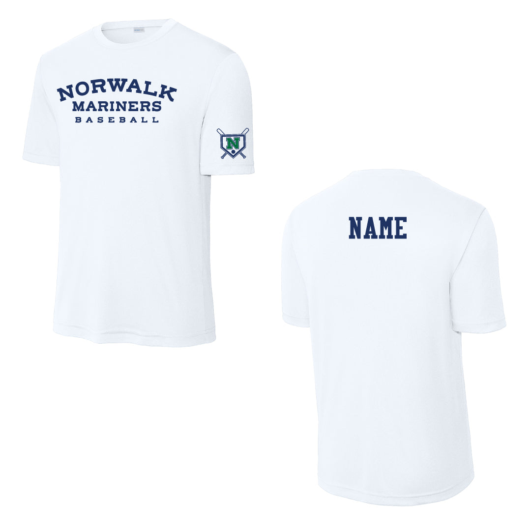 NYB Mariners Performance Practice Tee Logowear Norwalk Youth Baseball White Youth S