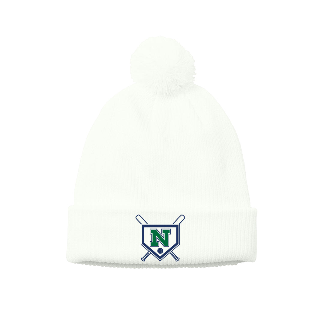 NYB Pom Beanie Logowear Norwalk Youth Baseball Marshmallow
