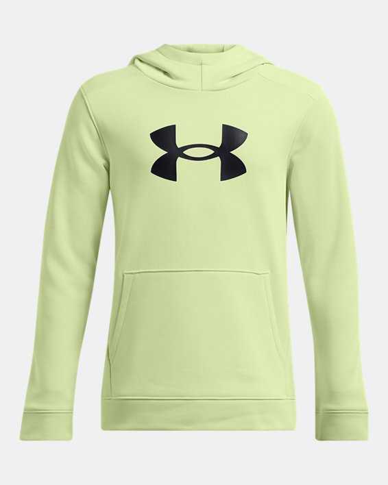 Under Armour Boys Armour Fleece R Big Logo Hoodie Apparel Under Armour Retro Green/Black-383 Small