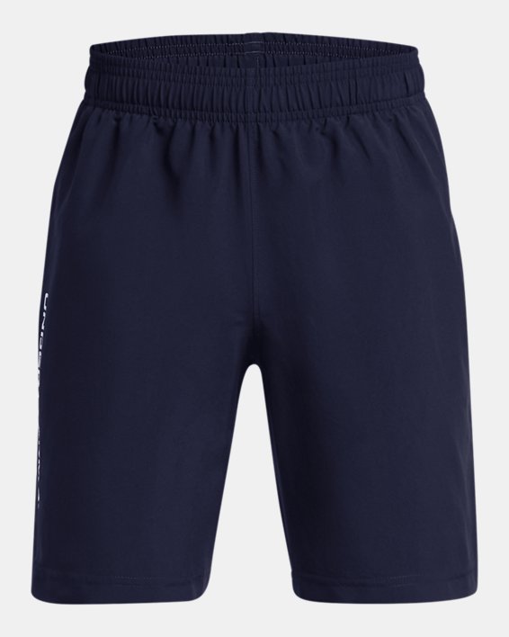 Under Armour Boys' Tech Woven Wordmark Shorts Apparel Under Armour Midnight Navy/White-410 XSmall
