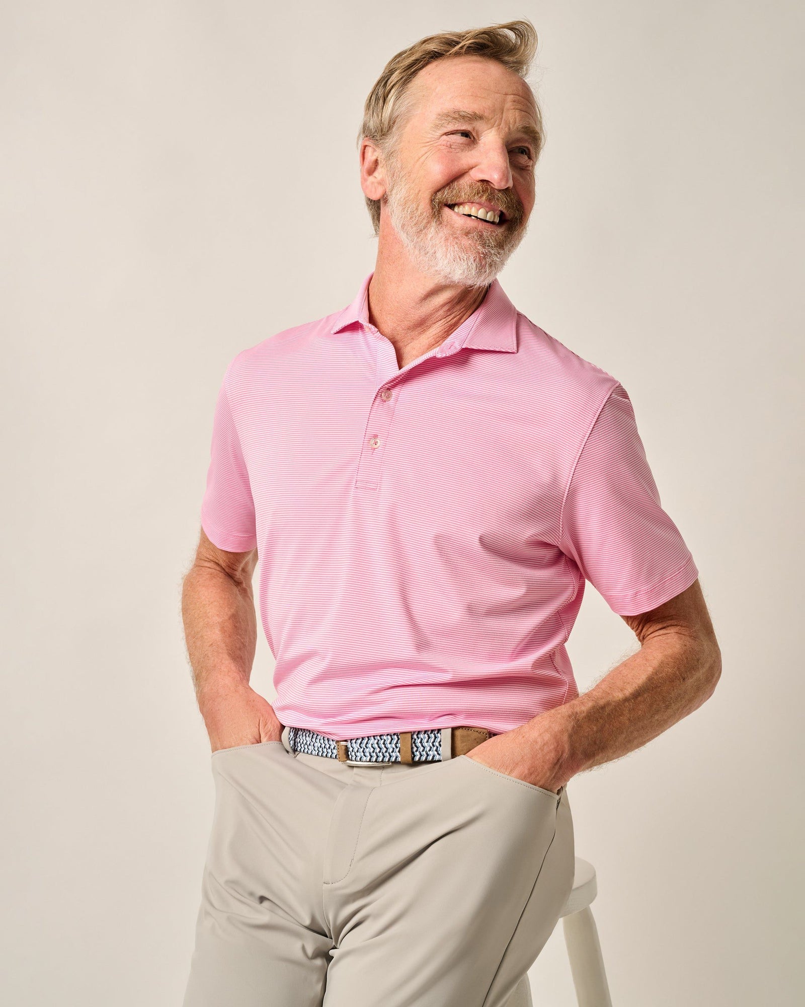 Johnnie-O Men's Lyndon Striped Prep Performance Jersey Polo Apparel Johnnie-O Cabo Small