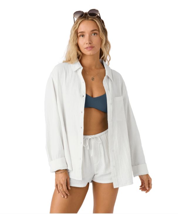 O'Neill Women's Leni Relaxed Long Sleeve Woven Top Apparel O'Neill White XSmall