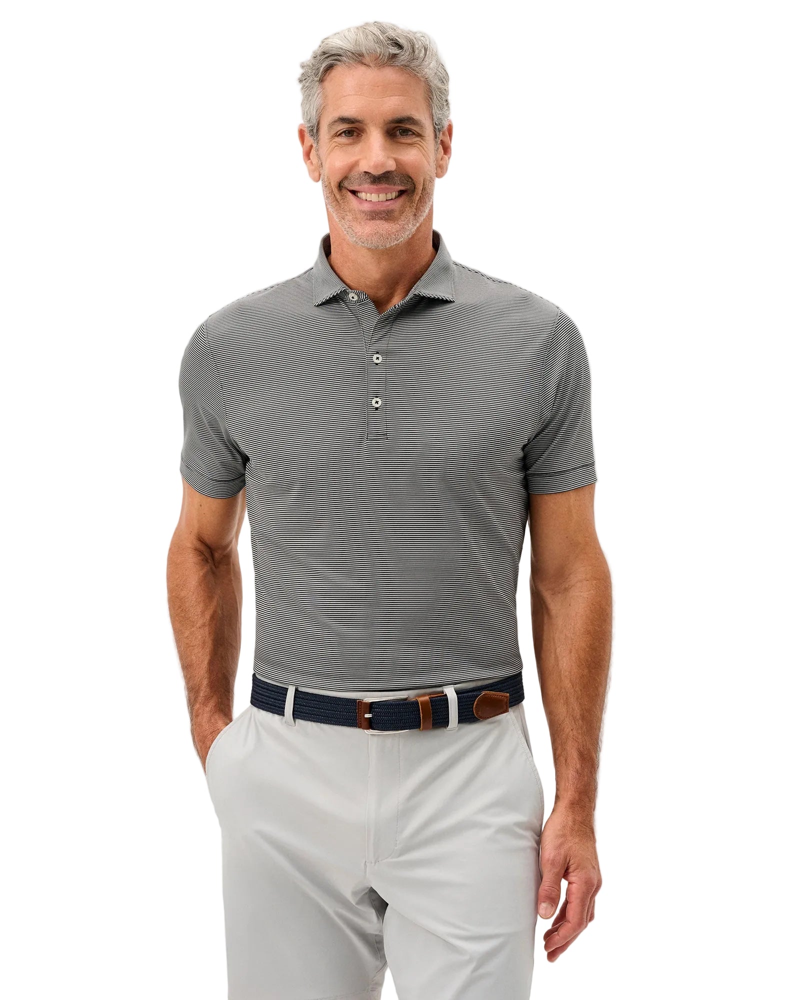 Johnnie-O Men's Lyndonn Stripe Performance Jersey Polo Apparel Johnnie-O Black Seal Small