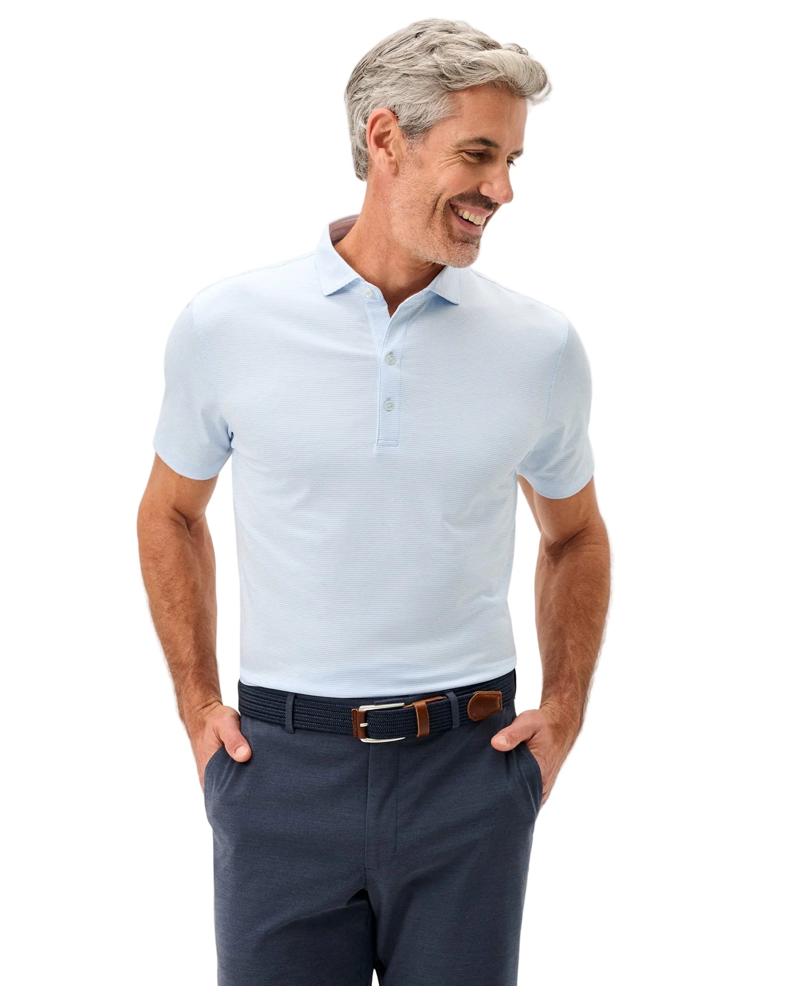 Johnnie-O Men's Lyndonn Stripe Performance Jersey Polo Apparel Johnnie-O Gulf Blue Small