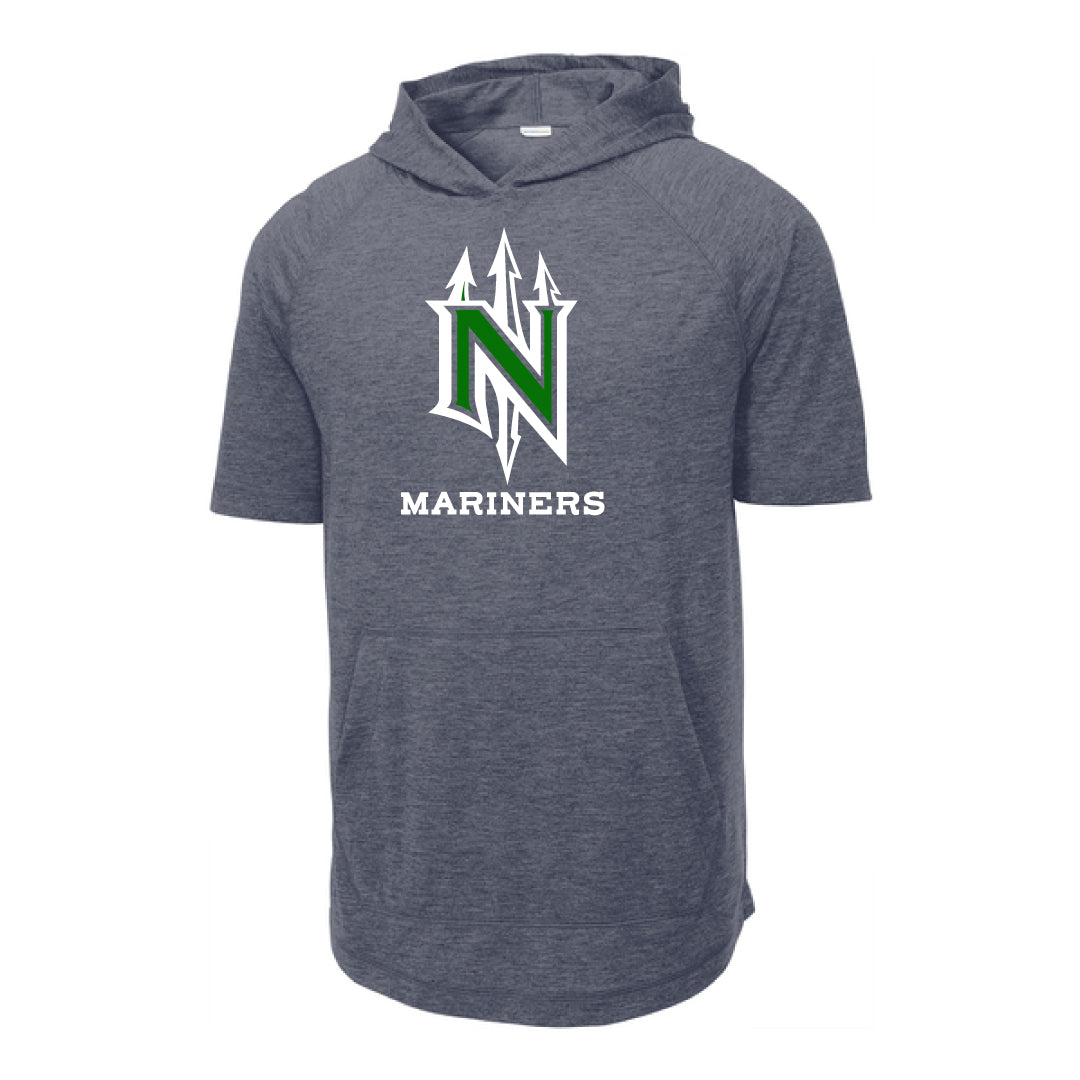 NYB Mariners Performance Short Sleeve Hoodie Logowear Norwalk Youth Baseball Navy Heather Adult XS