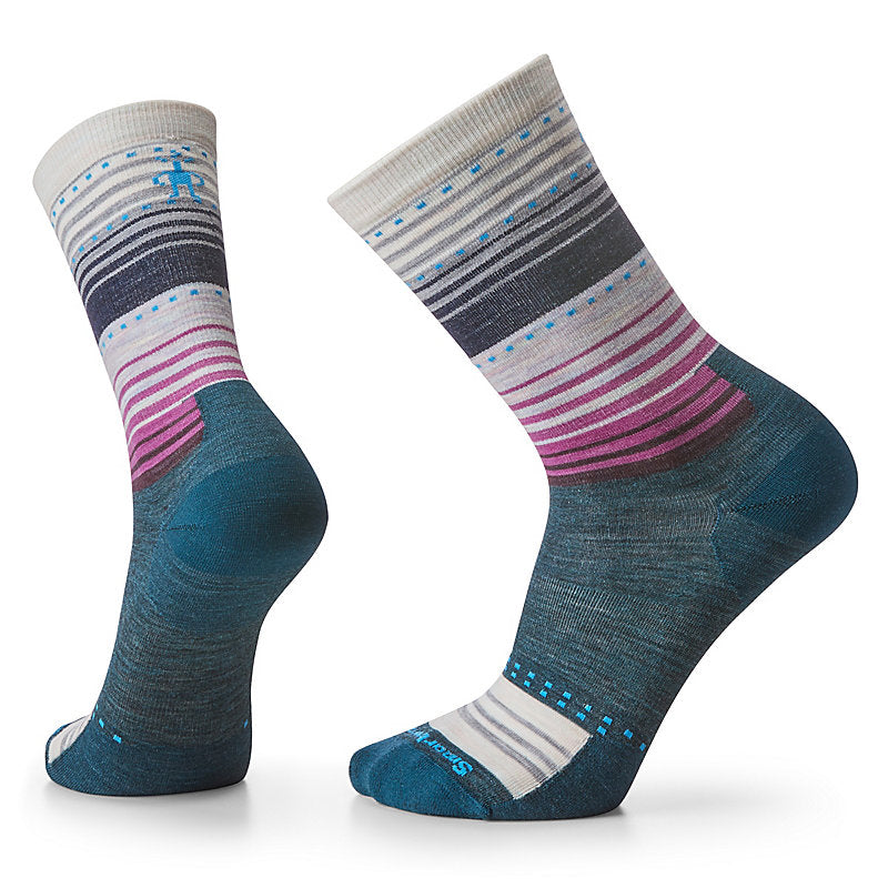 Smartwool Everyday Stitch Stripe Zero Cushion Crew Socks Apparel Smartwool Twilight Blue Small
