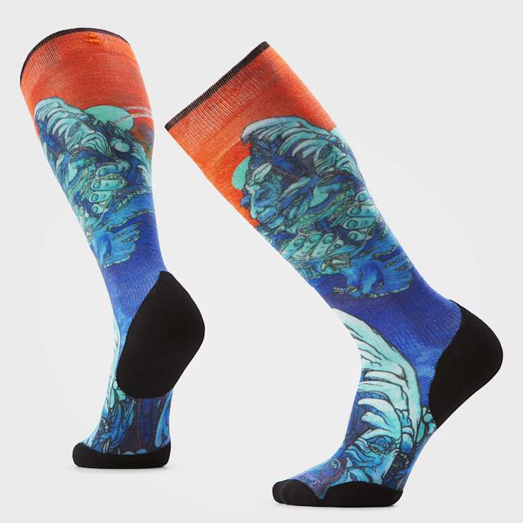Smartwool Ski Targeted Cushion Winter Haze Print Over The Calf Socks Apparel Smartwool Deep Navy-092 Small