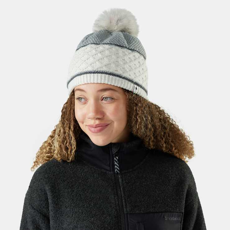 Smartwool Cable Knit Colorblock Pom Beanie Accessories Smartwool Natural-100
