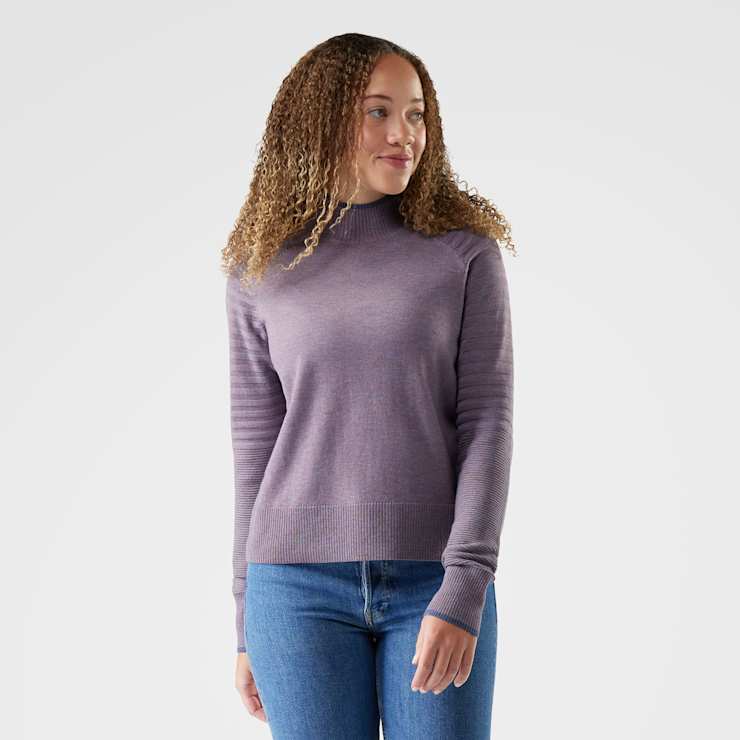 Smartwool Women's Edgewood Mock Neck Sweater Apparel Smartwool Chalk Violet Heather-N81 XSmall