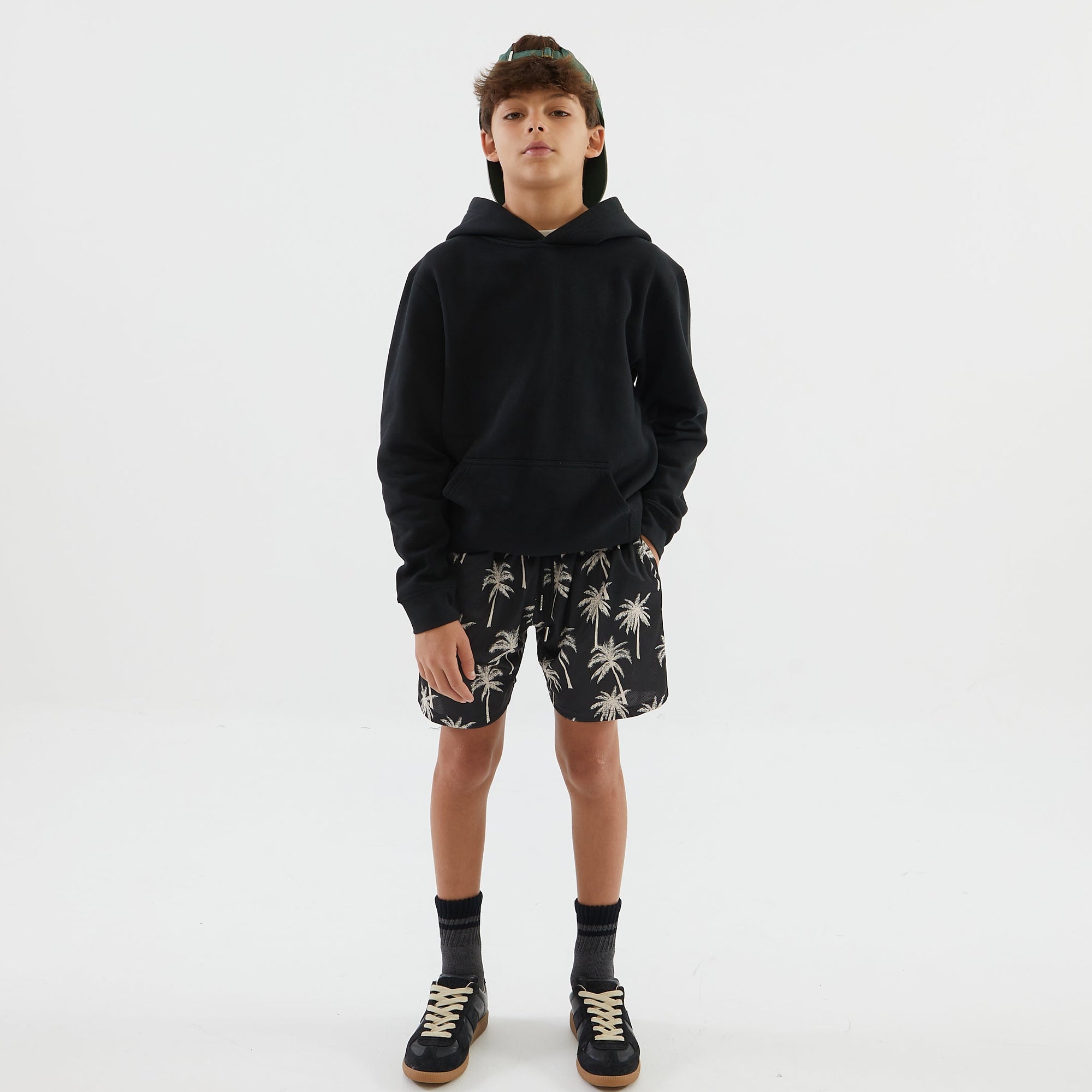The Drip Shop Kids' Sandy Palm Shorts Apparel The Drip Shop Black Youth Small