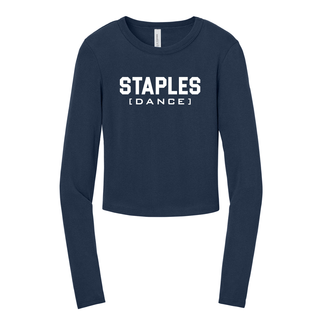 Staples Dance Team Cropped Micro Ribbed Long Sleeve Logowear Staples Dance Team Navy Ladies XS
