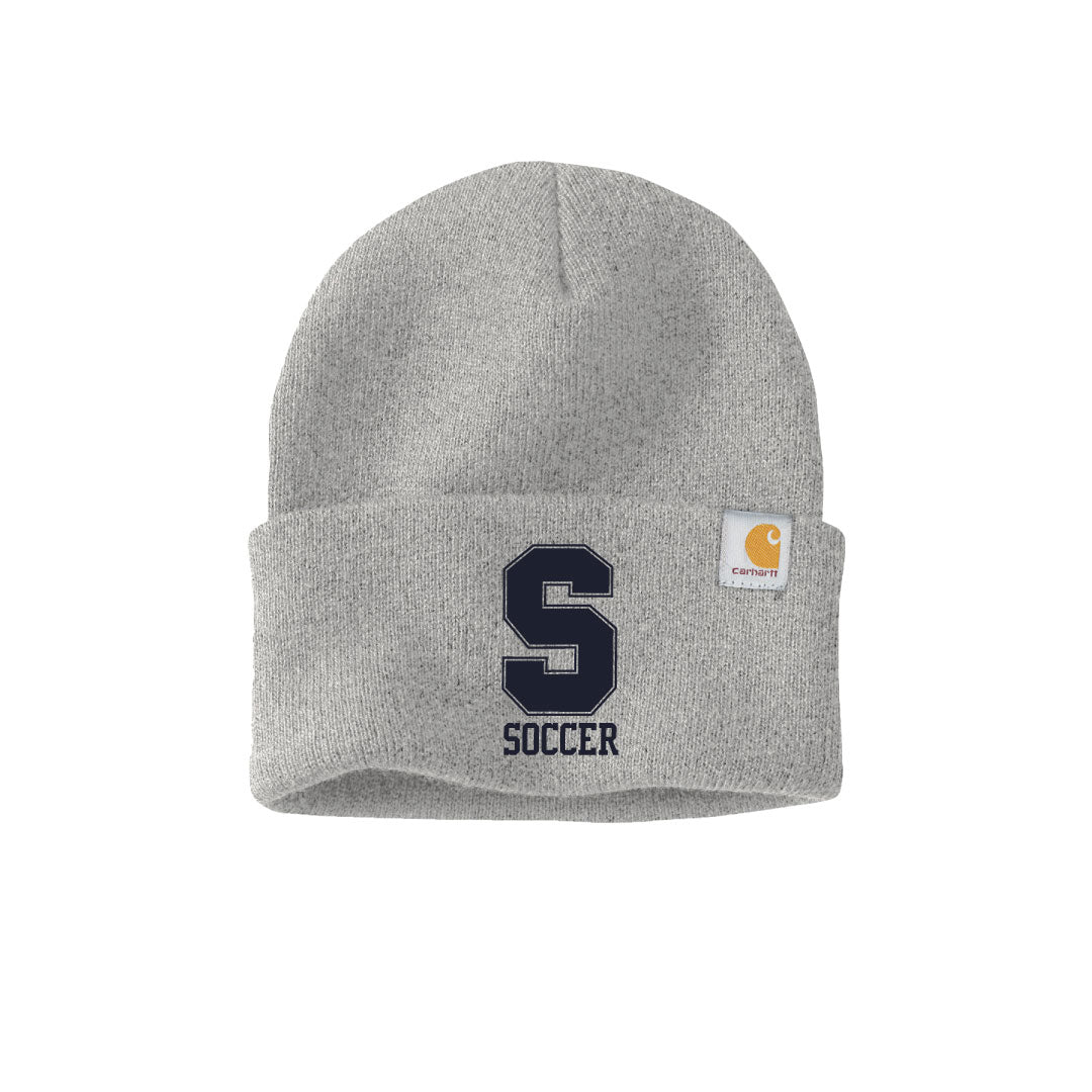 Staples Girls Soccer Fans Carhartt Fleece Beanie Logowear Staples Girls Soccer Fanwear Heather Grey Navy Logo