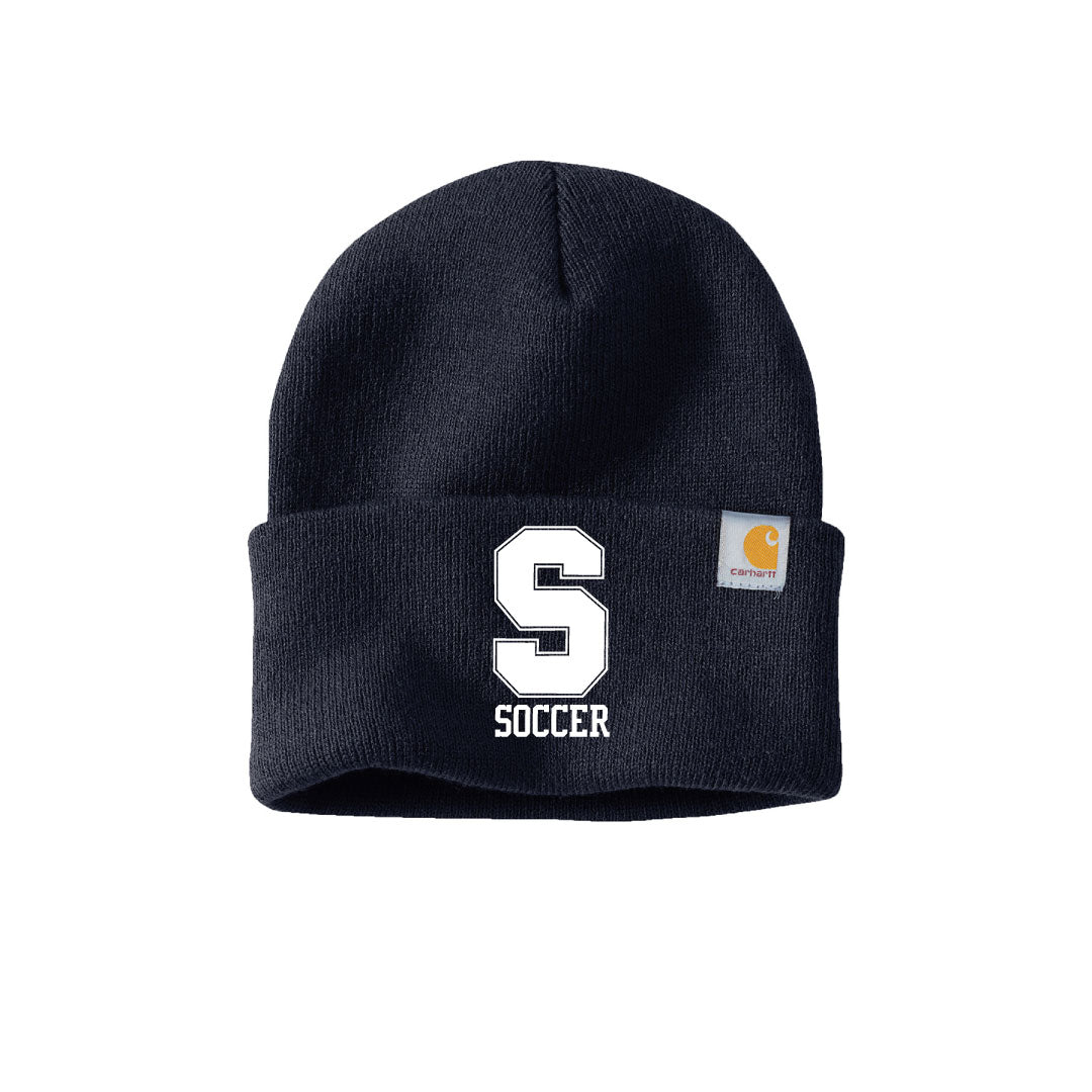 Staples Girls Soccer Fans Carhartt Fleece Beanie Logowear Staples Girls Soccer Fanwear Navy White Logo