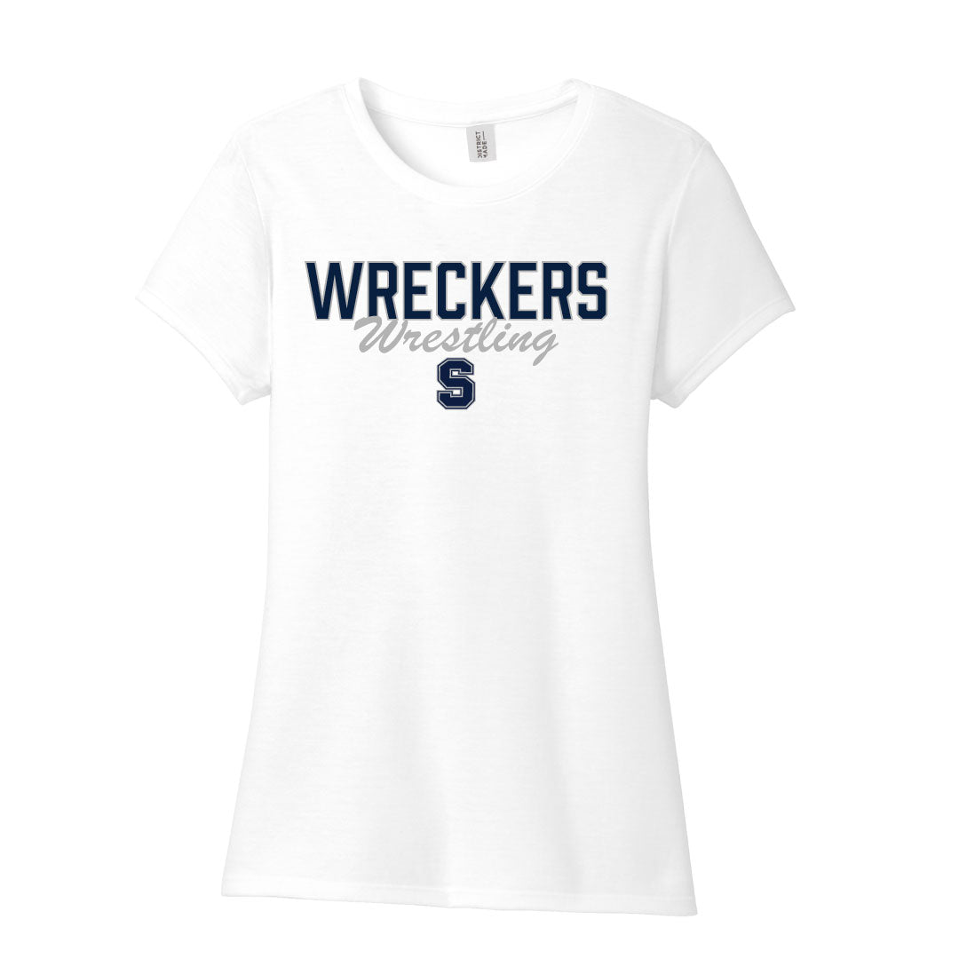 Staples Wrestling Cotton Blend Short Sleeve Logowear Staples Wrestling White Ladies XS