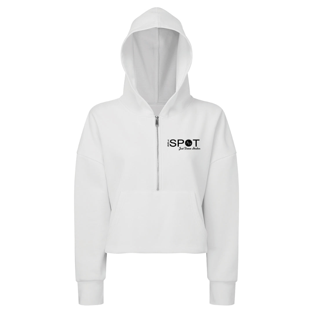 The Spot Dance Cropped 1/2 Zip Hooded Sweatshirt Logowear The Spot Just Dance White Ladies XS