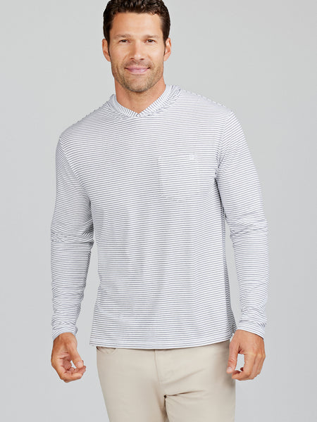 Tasc Mens Seaside Pocket Hoodie Mini Stripe Apparel Tasc White/Cassic Navy Small