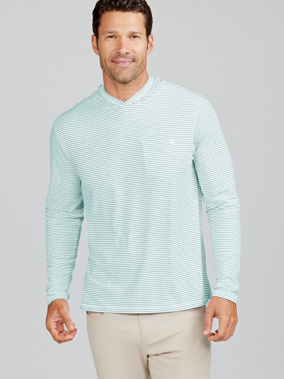 Tasc Mens Seaside Pocket Hoodie Mini Stripe Apparel Tasc Serene/Dusk Small