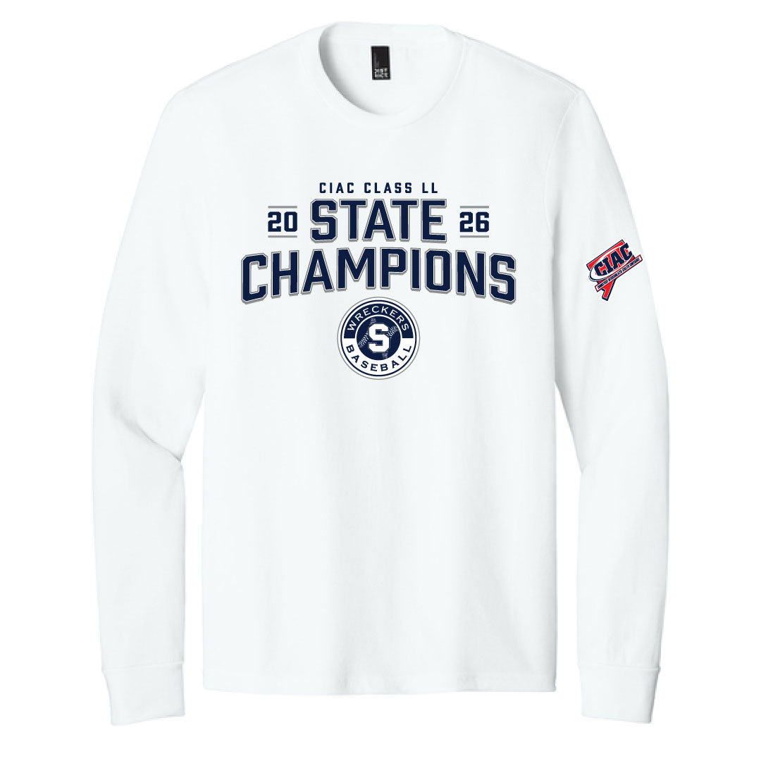 Staples Baseball Class LL State Champions Tri Blend Long Sleeve Logowear Staples Baseball White Mens S