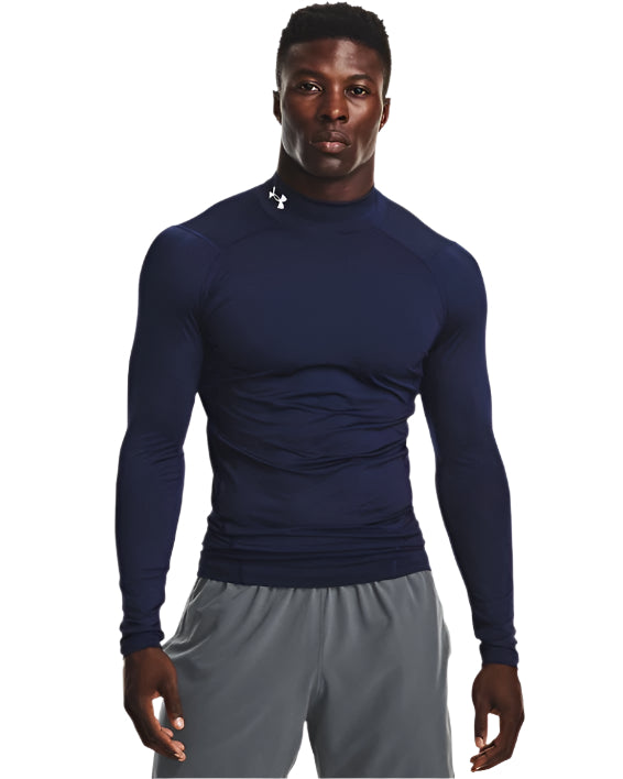Under Armour Mens Heatgear® Mock Long Sleeve Apparel Under Armour Midnight Navy/White-410 Small