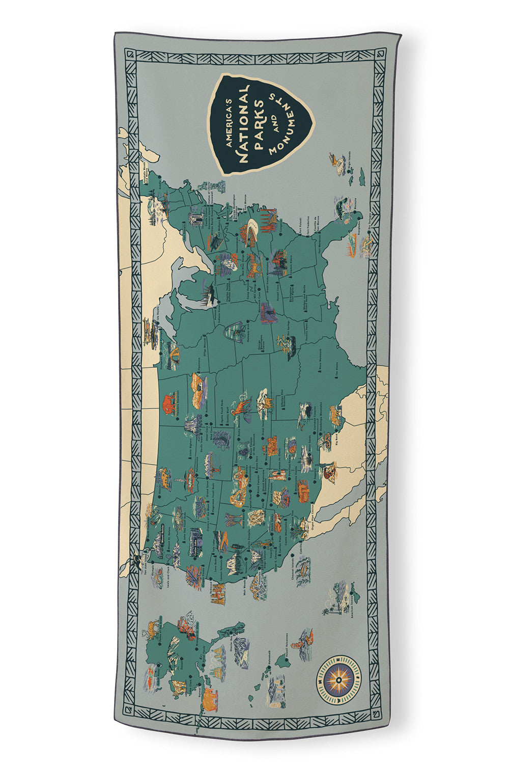 Nomadix The Original Full Sized Towel Accessories Nomadix National Parks and Monuments Map