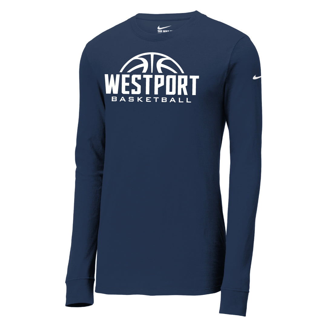 Westport Basketball Nike Dri Fit Long Sleeve Logowear Westport Basketball Navy Mens XS