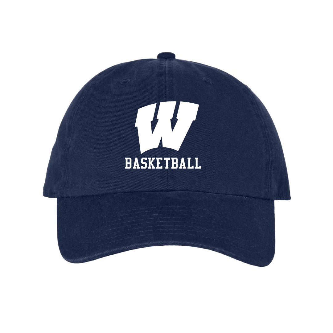 Westport Basketball Baseball Hat Logowear Westport Basketball White Logo Navy Hat