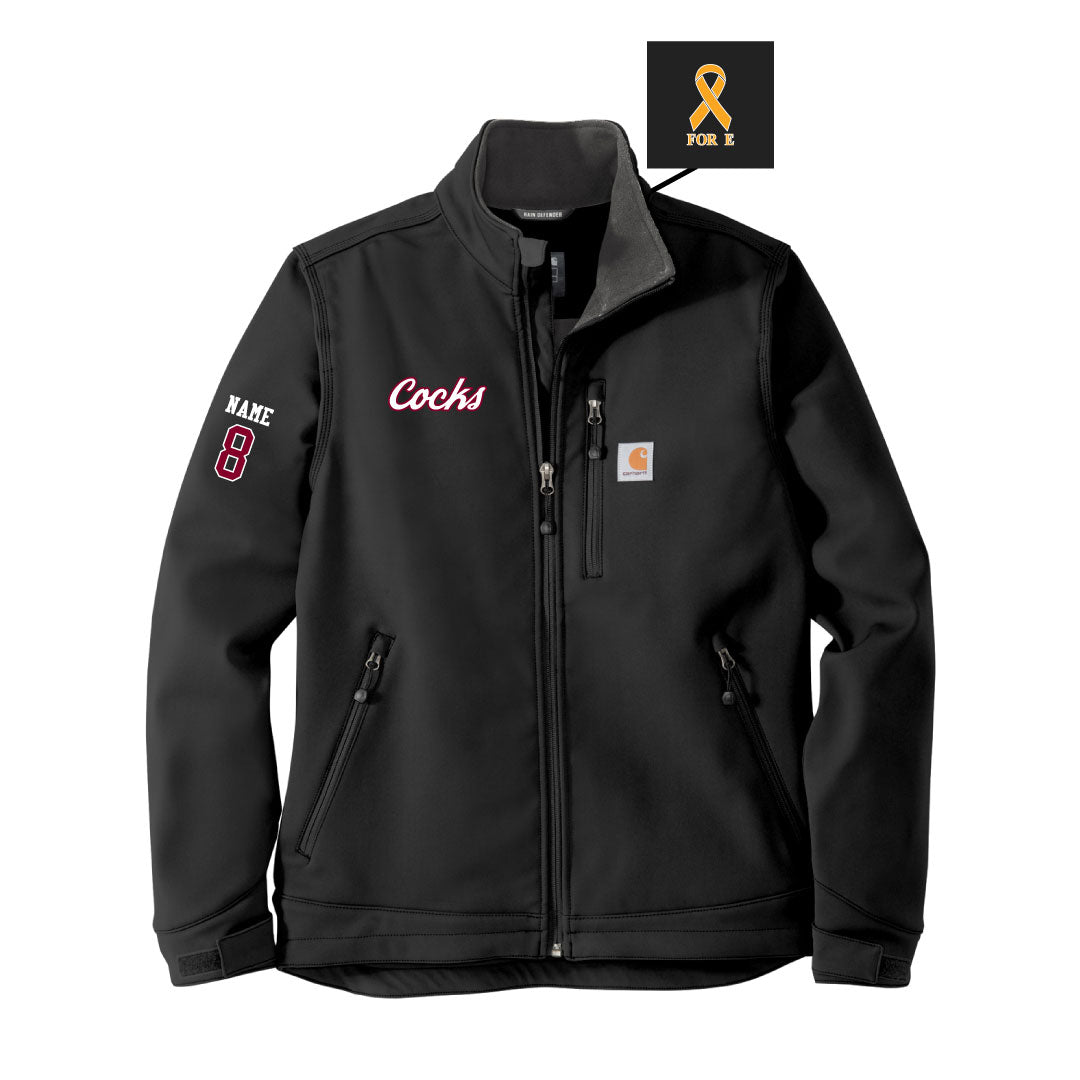 USC Rugby Black Carhartt® Crowley Soft Shell Jacket Logowear University of So. Carolina Rugby White w Red Outline Mens S
