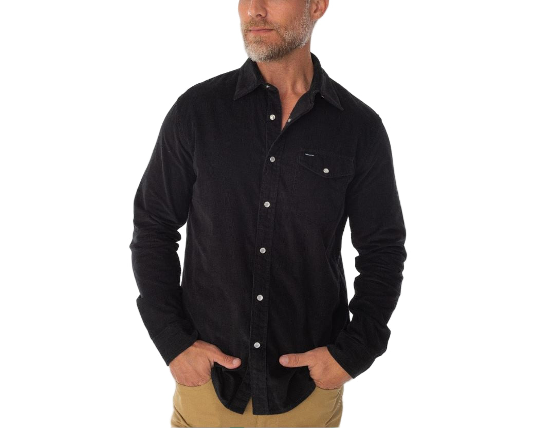 Criquet Men's Long Sleeve Corduroy Pearl Snap Apparel Criquet Midnight Oil Small