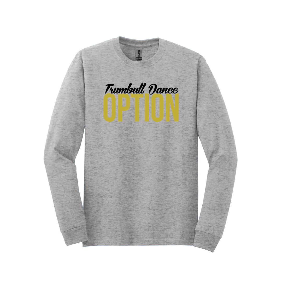 THS Dance Family Cotton Long Sleeve Logowear Trumbull Dance Team Sport Grey Ladies XS