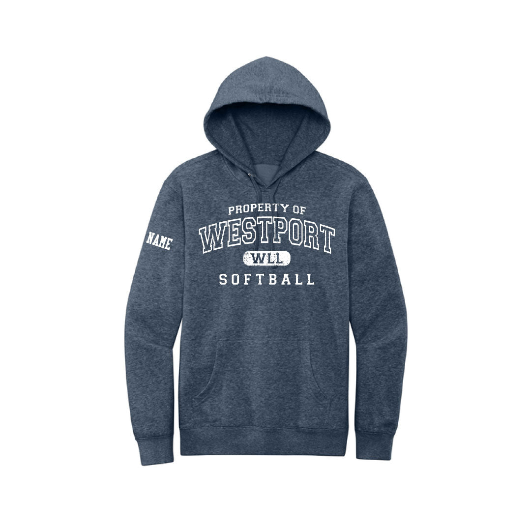 Westport LL Softball Hooded Sweatshirt Logowear Westport LL Softball Heather Navy Adult XS