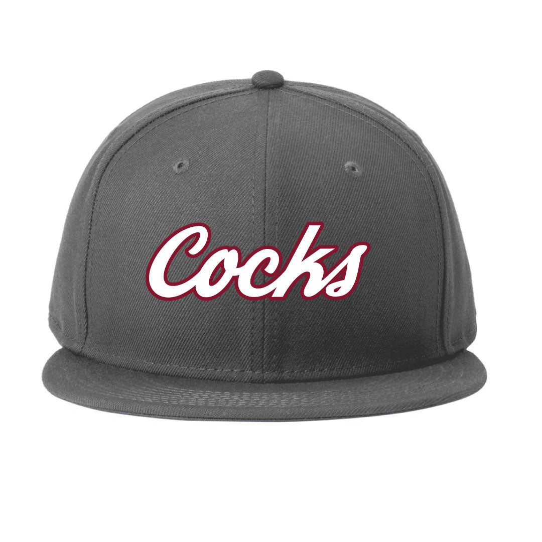 USC Rugby New Era® Standard Fit Flat Bill Snapback Cap 3D Embroidery Logowear University of So. Carolina Rugby White w Red Outlie Graphite Hat