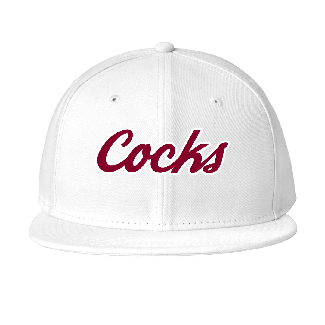 USC Rugby New Era® Standard Fit Flat Bill Snapback Cap 3D Embroidery Logowear University of So. Carolina Rugby Red w White Outine White Hat
