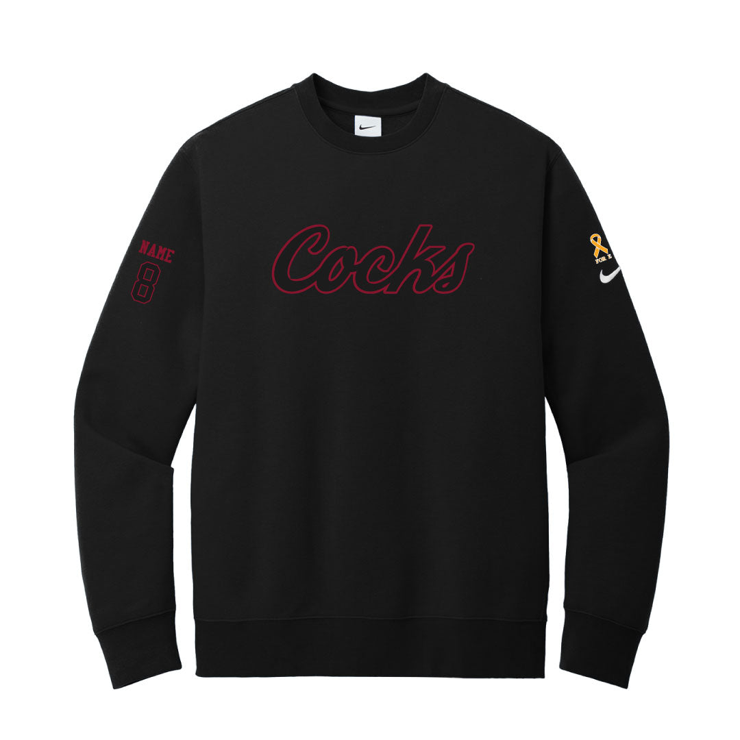 USC Rugby Black Nike Club Fleece Crew Logowear University of So. Carolina Rugby Black w Red Outline Mens S
