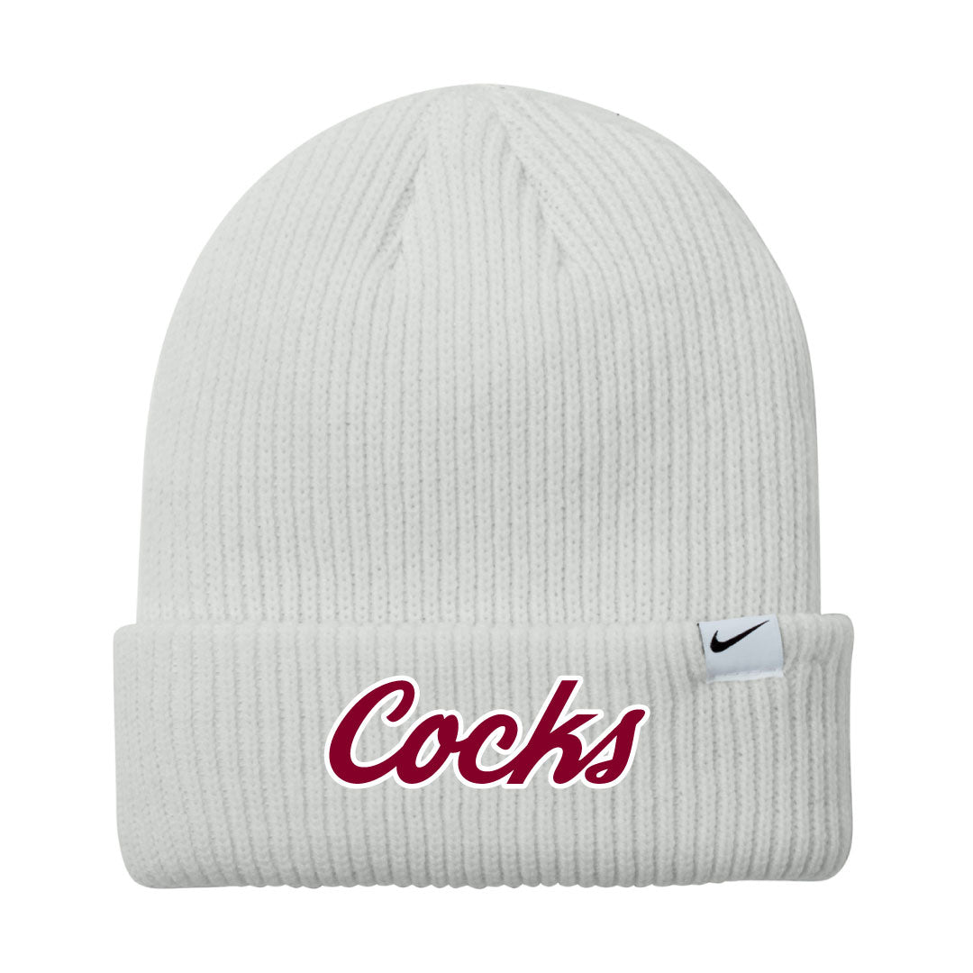 USC Rugby White Nike Terra Beanie Logowear University of So. Carolina Rugby Red w White Outline