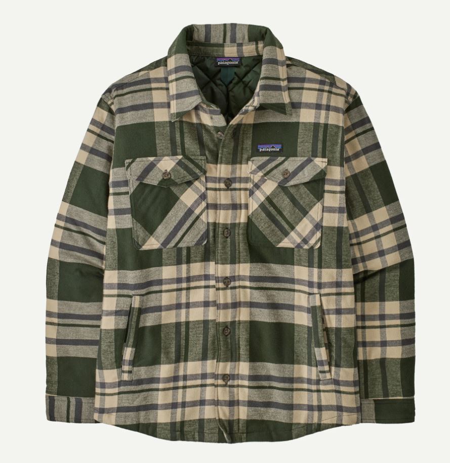 Patagonia Men's Lightweight Insulated Fjord Flannel Shirt Apparel Patagonia Ashore: Old Growth Green-AGRN Small