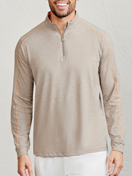 Tasc Men's Carrollton Lightweight Quarter Zip Apparel Tasc Grey Oak Heather/Terra Heather Small