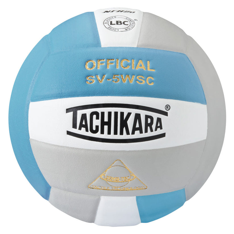 Tachikara SV-5WS Gold Indoor Volleyball Equipment RIP-IT SPORTING GOODS Powrder Blue/White/Silver Grey