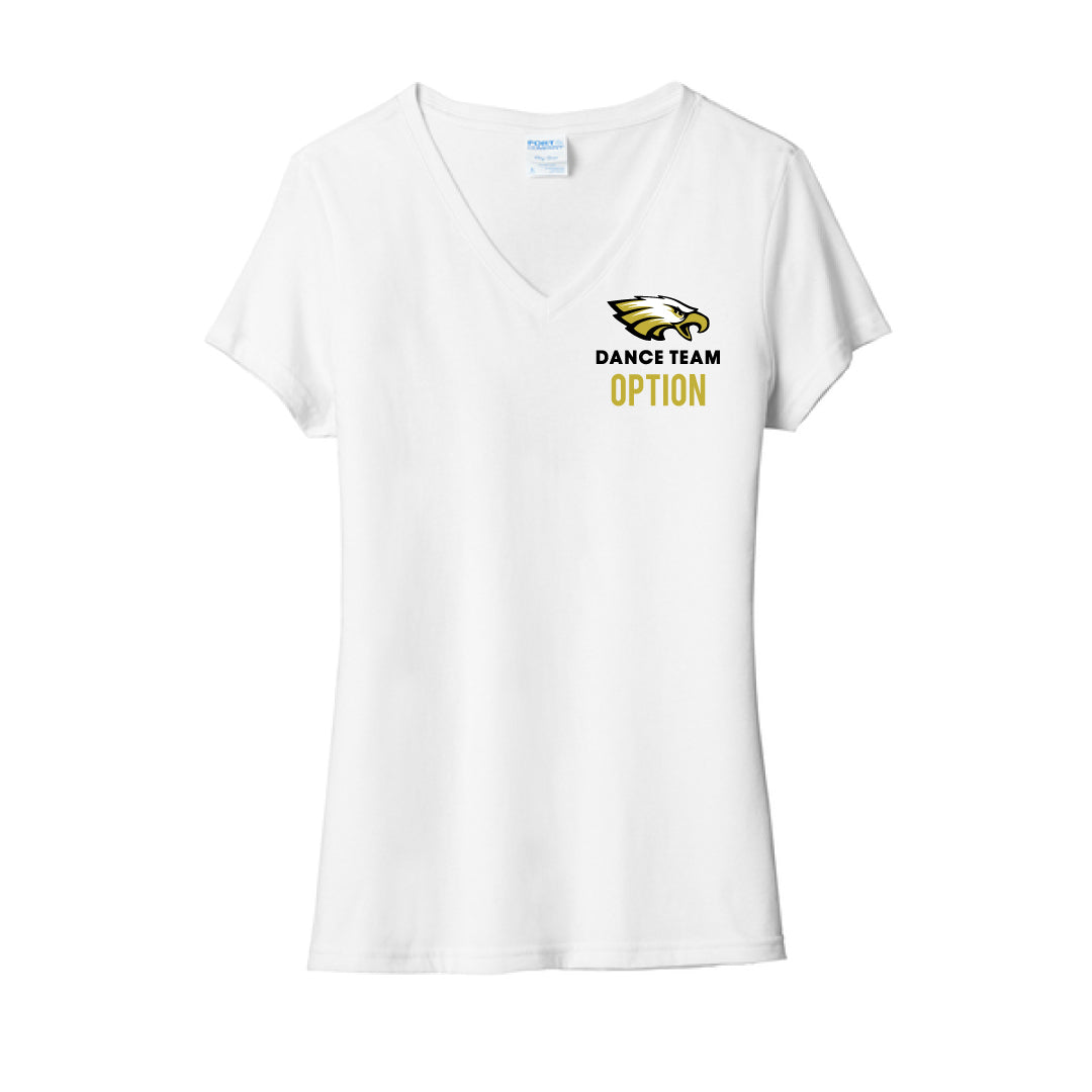 THS Dance Family Ladies Cotton V-neck Logowear Trumbull Dance Team White Ladies XS