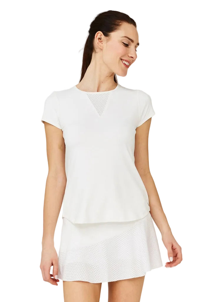Lija Womens Elite Deep V Tee Apparel LIJA White XSmall