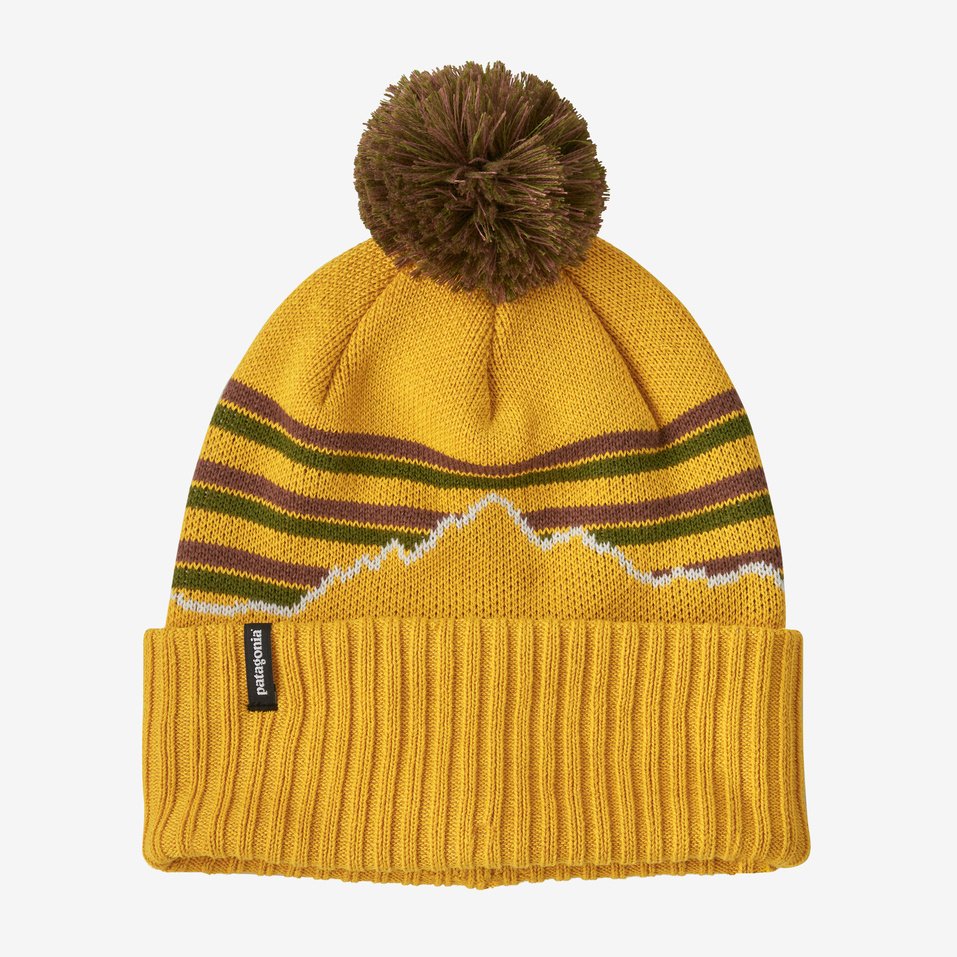Patagonia Powder Town Beanie Accessories Patagonia Fitz Roy Stripe Knit: Cabin Gold-FIGO