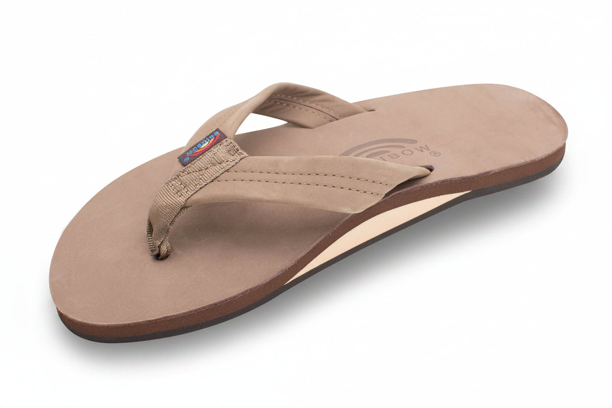 Rainbow Men's Single Layer Thick Strap Sandal Footwear Rainbow Sandals Dark Brown Small 7.5-8.5