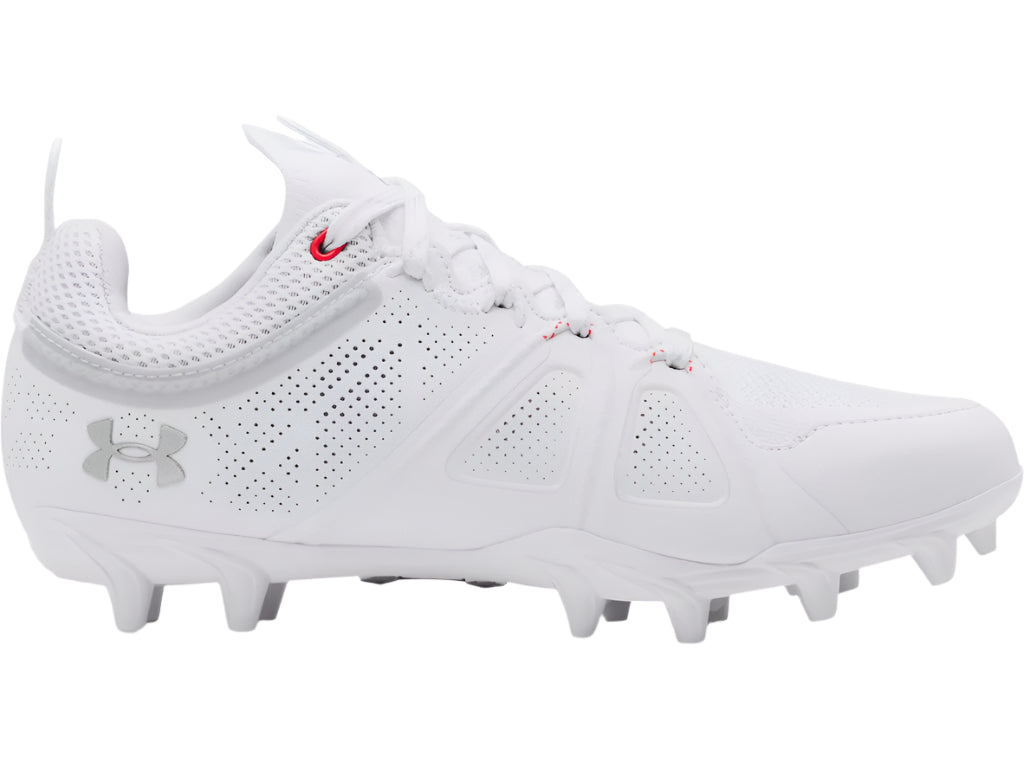 Under Armour Women's Glory MC Lacrosse Cleats Footwear Under Armour White/White/Metallic Silver-100 6