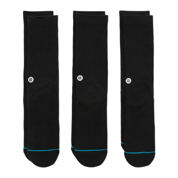 Stance Icon 3 Pack Socks Apparel Stance Black Medium