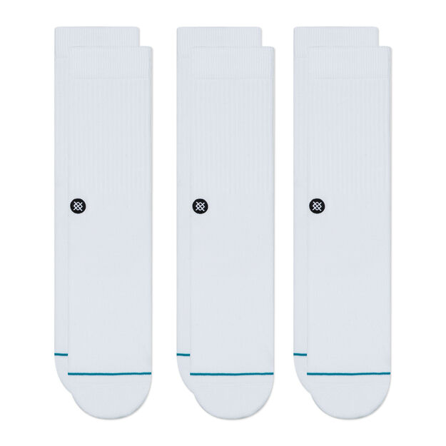 Stance Icon 3 Pack Socks Apparel Stance White Medium